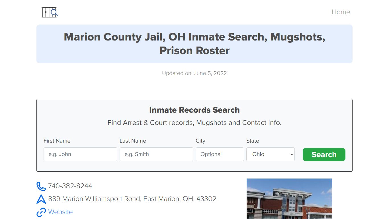 Marion County Jail, OH Inmate Search, Mugshots, Prison ...