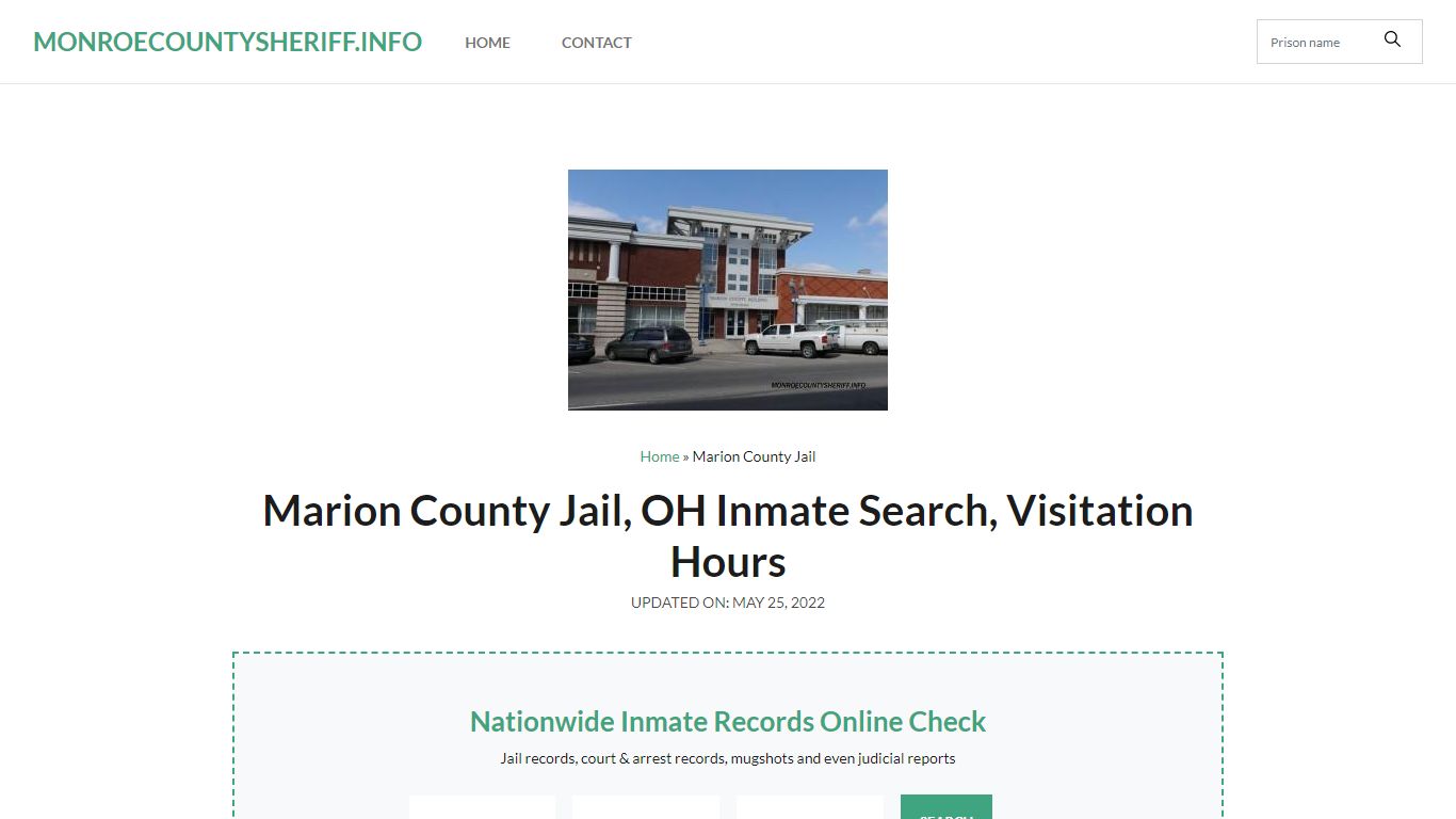 Marion County Jail, OH Inmate Search, Visitation Hours